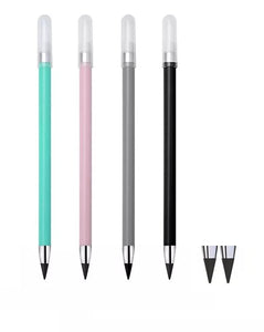 4PCS Inkless Pencil Reusable Everlasting Pencil with Eraser Colorful Pencils 4 Inkless Forever Pencil with 2PCS Replaceable Graphite Nib & 1 Pencil Case for Home School Office Writing Drawing