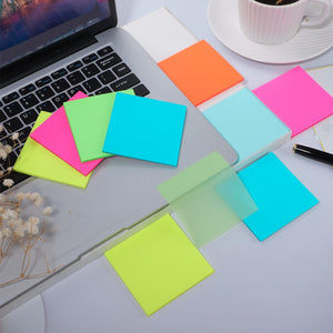 250 Sheets Transparent Sticky Notes Post it Pastel Sticky Note- 3 x 3 inch Clear Self-Sticky Annotation, Waterproof Translucent Color Memo Pad for Office & School